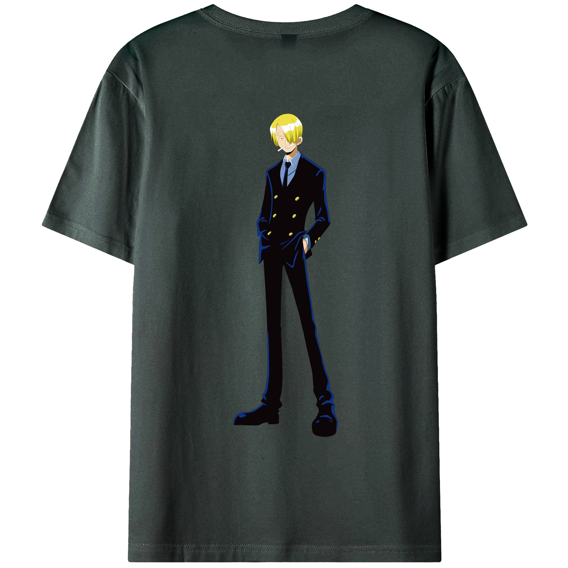 （画像用） ワンピース サンジ ONE PIECE Sanji 綿100％ メンズ半袖Tシャツ（バックプリント） 通気性